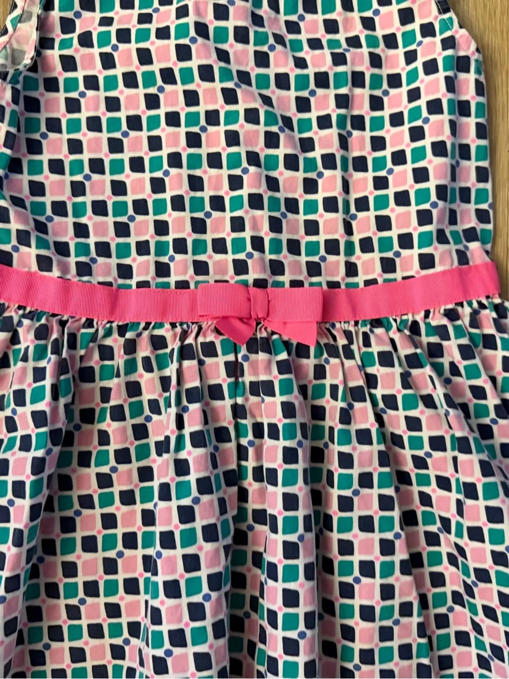 Gymboree Girl's Size 7 Pink & Teal Geometric Belted Dress